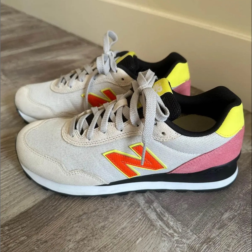 New Balance Cream and Pink Sneakers with Yellow Accents
